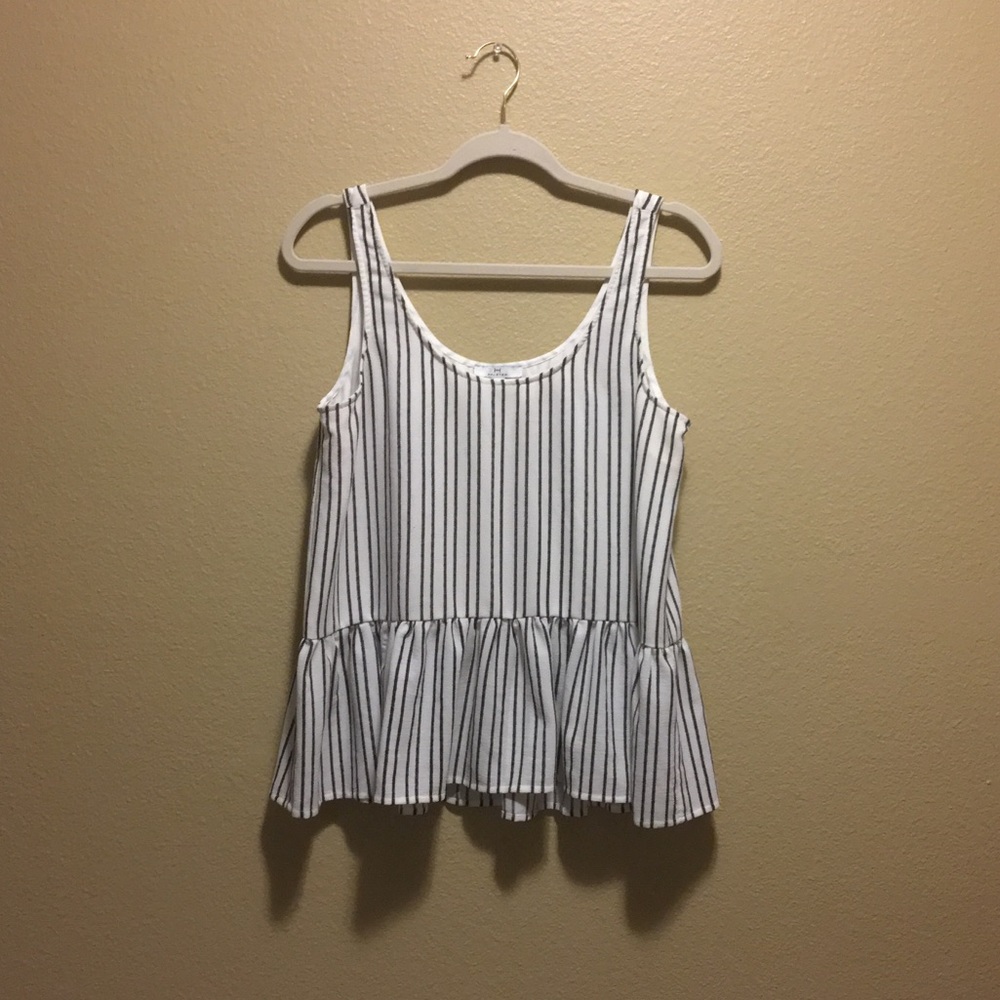 H by Halston Striped Ruffle Tank Size Medium